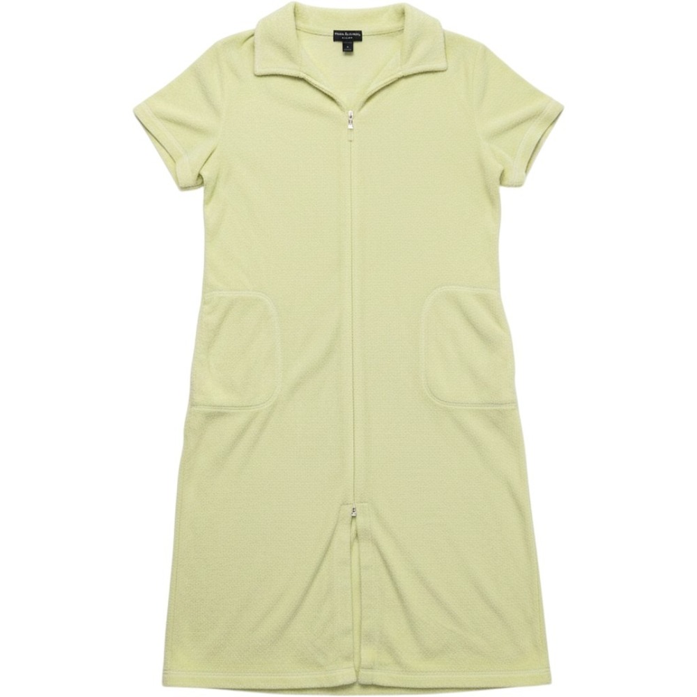 Miss Elaine Relax Womens Large Lime Green Terry Cloth Zip Front Robe Pockets